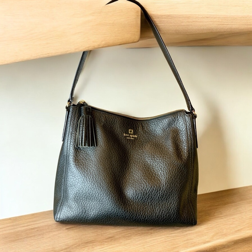 Kate Spade Medium Black Leather Shoulder Bag - Picture 2 of 15